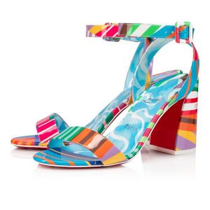 Christian Louboutin Pumps Iriza 100 mm Multi/lin Bleu-Blanc Cuir Verni