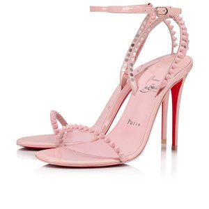 Christian Louboutin 100 mm Sandales en Cuir Verni Rosy