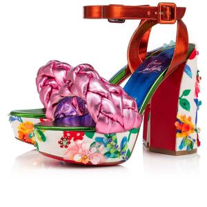 Christian Louboutin 130 mm Sandales en Cuir Alize Multicolore/lin