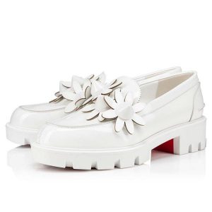 Christian Louboutin Ballerines plates Bianco/bco Luc/lin Bco cuir verni