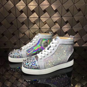 Christian Louboutin Baskets Hautes Femme Louis Strass Pik Pik Version Cuir iridescent Multi