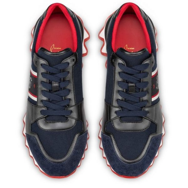Christian Louboutin Nastroshark Baskets Femme en Toile Olona et Cuir de Veau Marine – Image 2