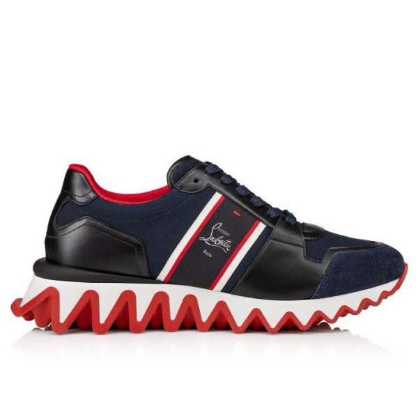 Christian Louboutin Nastroshark Baskets Femme en Toile Olona et Cuir de Veau Marine – Image 5
