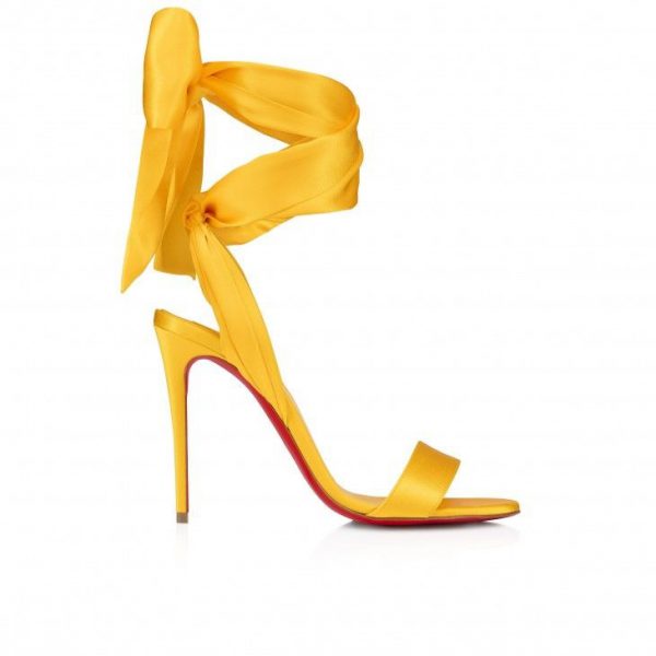 Sandales Christian Louboutin Sandale Du Désert 100 mm à brides en crêpe satiné pollen – Image 2