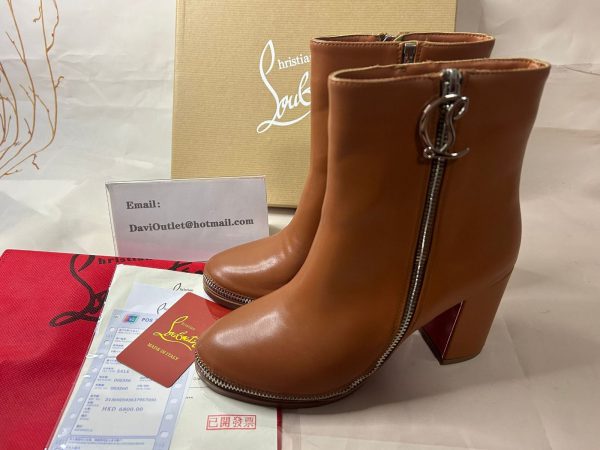 Christian Louboutin Cl Zip Booty 70 Mm Bottines Basses en Cuir de Veau Cuoio – Image 5