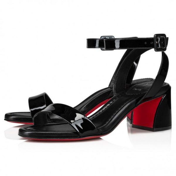 Christian Louboutin Supramariza 130 Mm Sandales à Brides en Cuir Verni Calf Noir