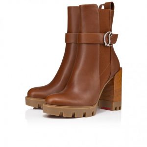 Christian Louboutin Cl Chelsea Lug 100 Mm Bottines Basses en Cuir de Veau Cuoio