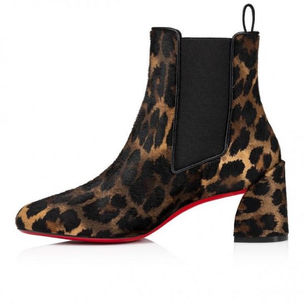 Christian Louboutin Turelastic 55 Mm Bottines Basses en Cuir de Veau Pony Kitty Léopard – Image 3