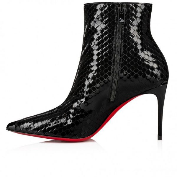 Christian Louboutin So Kate Booty 85 Mm Bottines Basses en Cuir de Veau Verni Gaufré Noir – Image 4