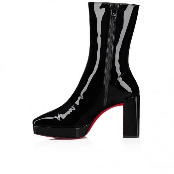 Christian Louboutin Alleo 90 Mm Bottines Basses en Cuir de Veau Verni Souple Noir – Image 4