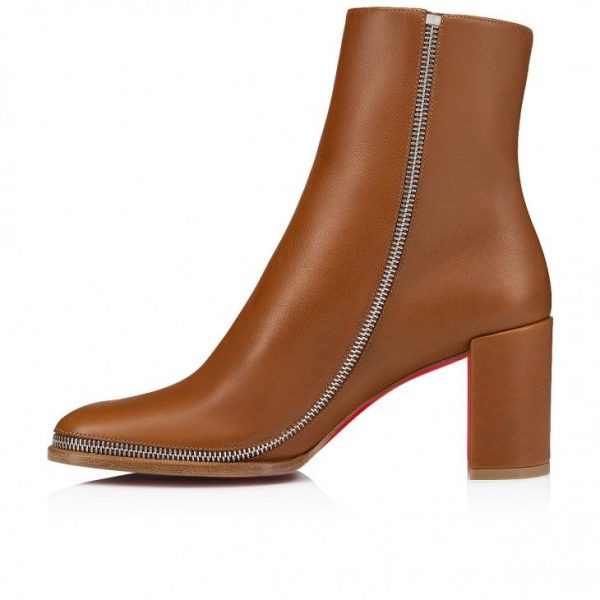 Christian Louboutin Cl Zip Booty 70 Mm Bottines Basses en Cuir de Veau Cuoio – Image 2