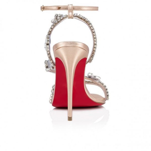 Christian Louboutin Joli Queen 100 Mm Sandales en Cuir Iridescent Leche – Image 4