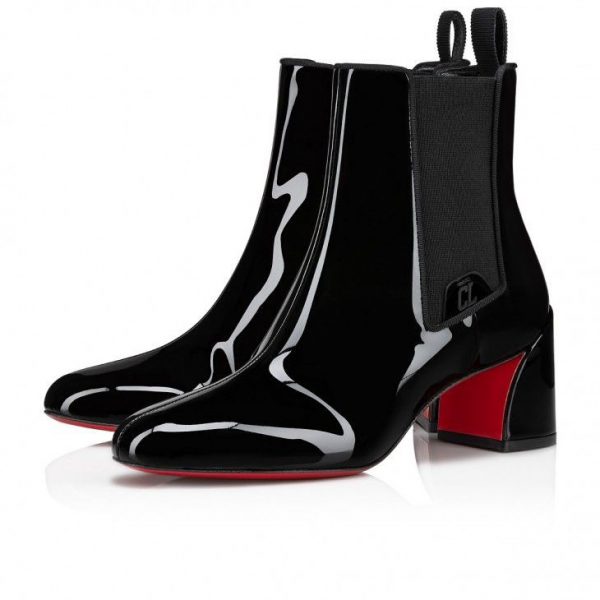 Christian Louboutin Turelastic 55mm Bottines Basses Cuir de Veau Verni Souple Noir