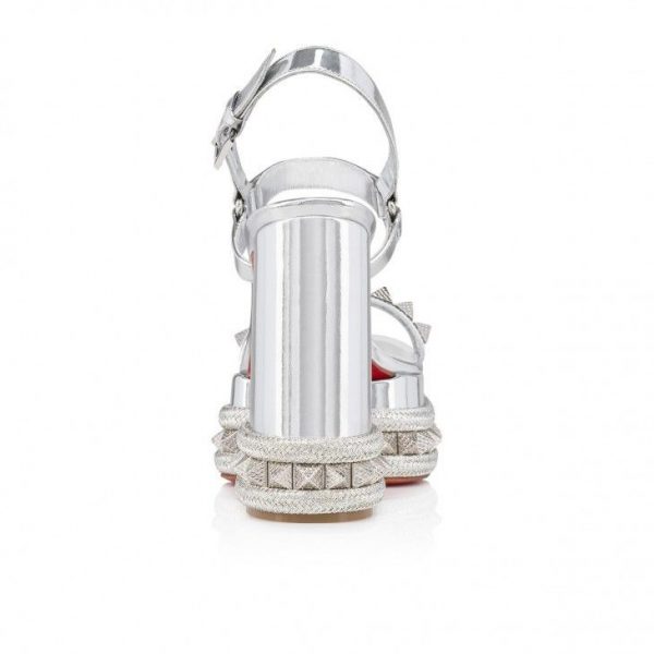 Christian Louboutin Superaclou 130 mm sandales à plateforme cuir specchio argent – Image 3