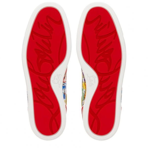 Christian Louboutin Baskets Hautes Femme Fun Louis Cuir verni et tissu imprimé Happy Loubies Multicolore – Image 5