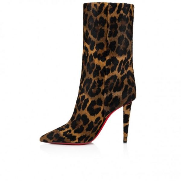 Christian Louboutin Astrilarge Booty 100mm Bottines Basses Pony Kitty Imprimé Léopard – Image 4