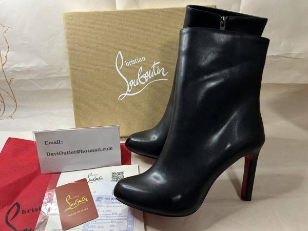 Christian Louboutin Pumppie Booty 85mm Bottines Basses Cuir Noir – Image 5