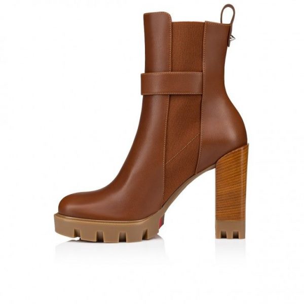 Christian Louboutin Cl Chelsea Lug 100 Mm Bottines Basses en Cuir de Veau Cuoio – Image 2