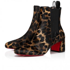 Christian Louboutin Turelastic 55 Mm Bottines Basses en Cuir de Veau Pony Kitty Léopard