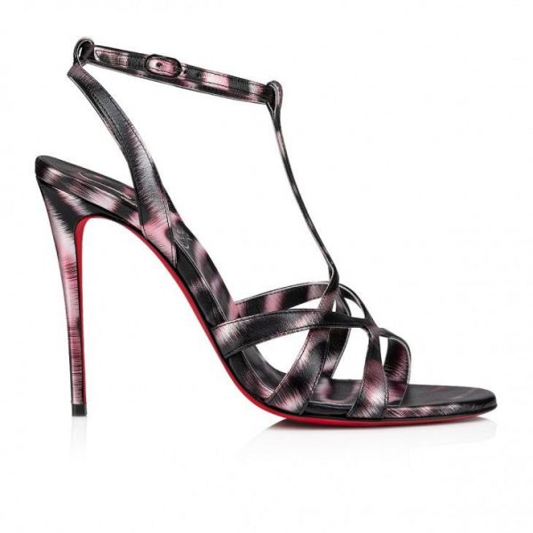 Christian Louboutin Tangueva 100 Mm Sandales à Brides en Cuir Nappa Quagga Multicolore – Image 2