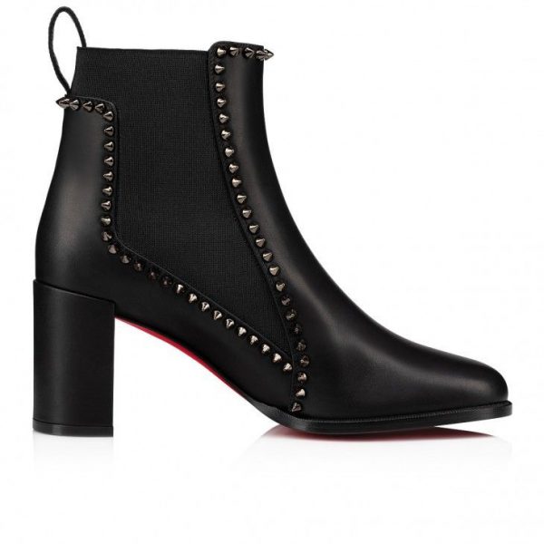 Christian Louboutin Out Line Spikes 70 Mm Bottines Basses en Cuir de Veau Noir – Image 2