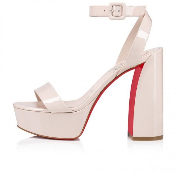 Christian Louboutin Movida Sabina 130 Mm Sandales en Cuir Verni Calf Leche – Image 2