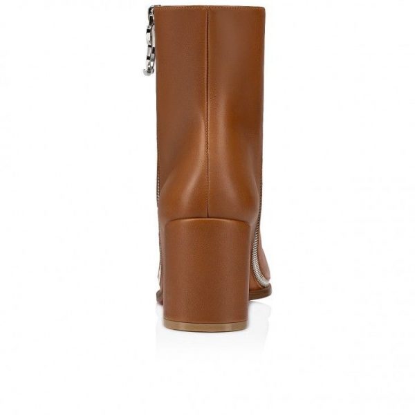 Christian Louboutin Cl Zip Booty 70 Mm Bottines Basses en Cuir de Veau Cuoio – Image 3