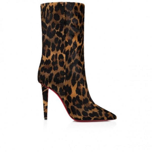 Christian Louboutin Astrilarge Booty 100mm Bottines Basses Pony Kitty Imprimé Léopard – Image 2