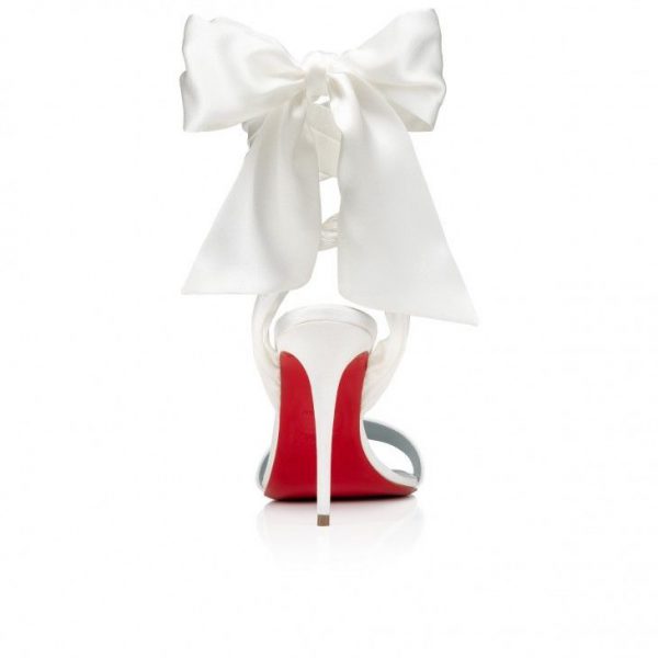 Sandales Christian Louboutin Du Désert Sandales 100 mm en crêpe satin blanc cassé – Image 4