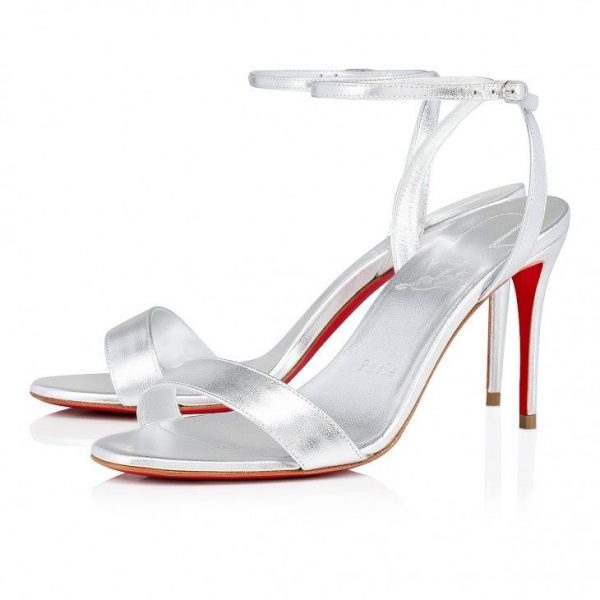 Christian Louboutin Loubigirl 85mm Sandales à Brides en Cuir Nappa Argenté
