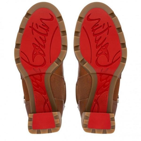 Christian Louboutin Cl Chelsea Lug 100 Mm Bottines Basses en Cuir de Veau Cuoio – Image 5