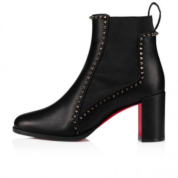 Christian Louboutin Out Line Spikes 70 Mm Bottines Basses en Cuir de Veau Noir – Image 4