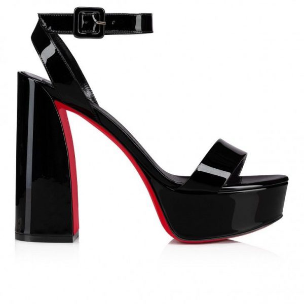 Christian Louboutin Movida Sabina 130 Mm Sandales en Cuir Verni Calf Noir – Image 2