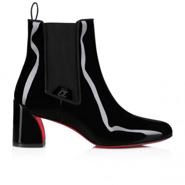 Christian Louboutin Turelastic 55mm Bottines Basses Cuir de Veau Verni Souple Noir – Image 3