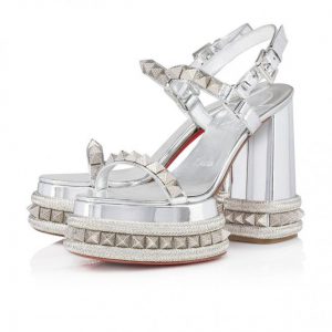 Christian Louboutin Superaclou 130 mm sandales à plateforme cuir specchio argent