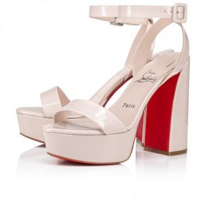 Christian Louboutin Movida Sabina 130 Mm Sandales en Cuir Verni Calf Leche