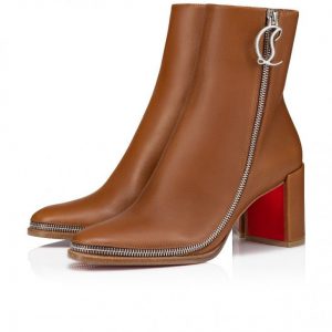 Christian Louboutin Cl Zip Booty 70 Mm Bottines Basses en Cuir de Veau Cuoio