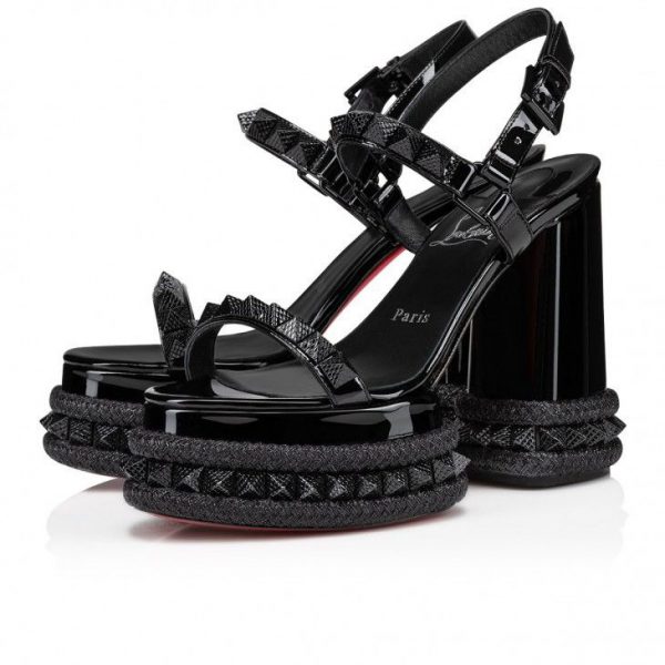 Christian Louboutin Superaclou 130 mm sandales à plateforme cuir verni noir