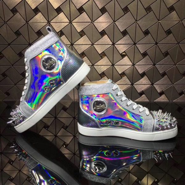 Christian Louboutin Baskets Hautes Femme Louis Strass Pik Pik Version Cuir iridescent Multi – Image 2