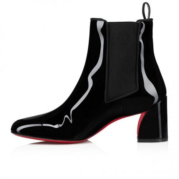 Christian Louboutin Turelastic 55mm Bottines Basses Cuir de Veau Verni Souple Noir – Image 4