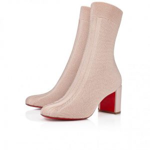Christian Louboutin Beyonstage 70mm Bottines Basses Maille et Cuir Nappa Lait