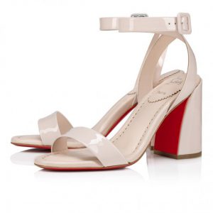 Christian Louboutin Miss Sabina 85 Mm Sandales en Cuir Verni Calf Leche