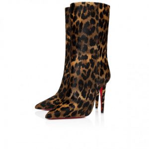 Christian Louboutin Astrilarge Booty 100mm Bottines Basses Pony Kitty Imprimé Léopard