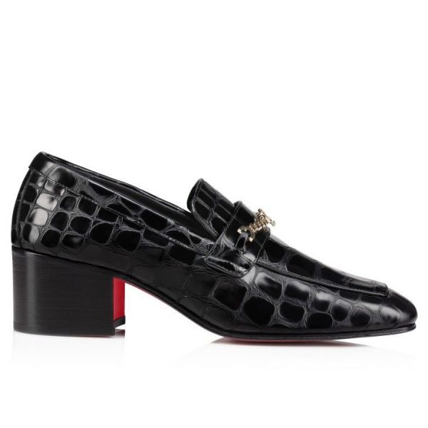Christian Louboutin Mocassins 50 mm en cuir de veau embossé alligator noir – Image 2