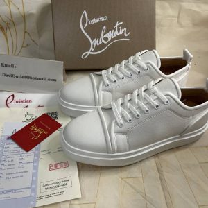 Christian Louboutin Adolon Junior Baskets Femme en Polyester Recyclé Blanc