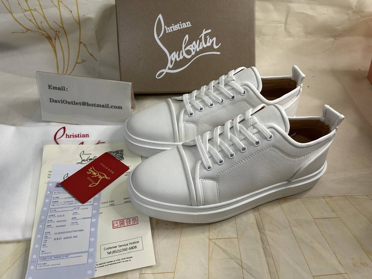 Christian Louboutin Adolon Junior Baskets Femme en Polyester Recyclé Blanc