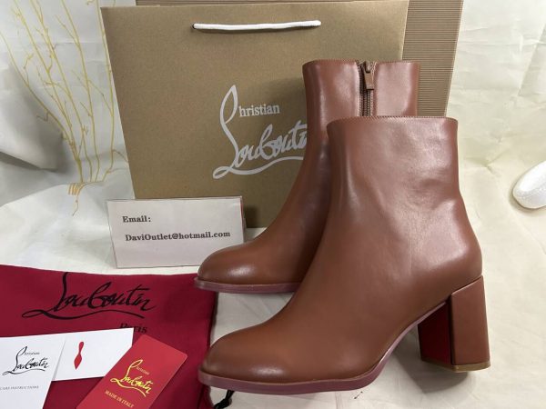 Christian Louboutin Adoxa 70mm Bottines Cuir de Veau Marron – Image 2