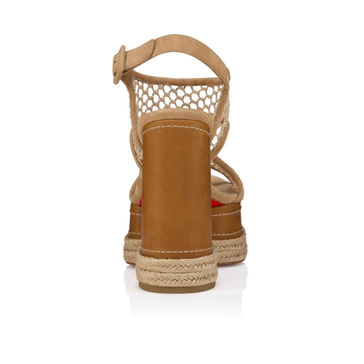 Christian Louboutin Almeja 130 mm espadrilles en maille et cuir de veau ciré lionne – Image 3