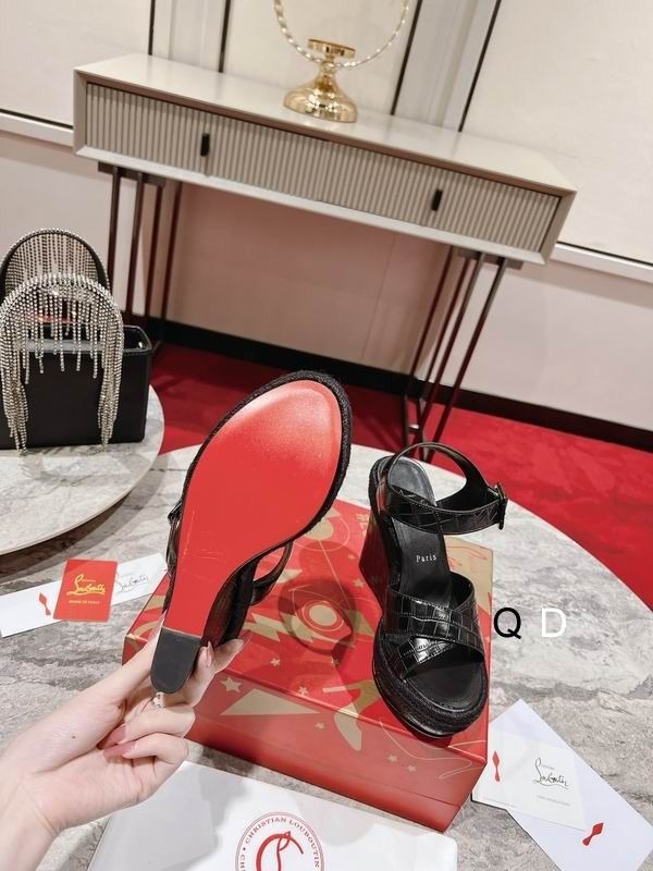 Christian Louboutin Almerio Espadrilles Compensées 120mm Cuir Embossé Noir – Image 4