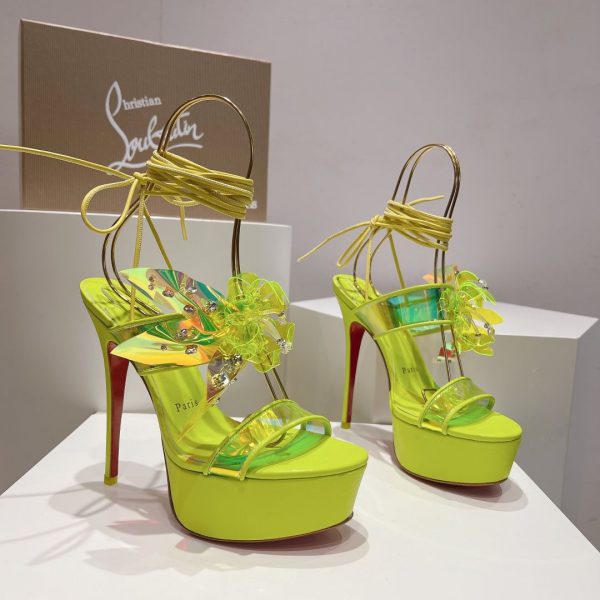 Christian Louboutin Alyah sandales à plateforme 150 mm PVC iridescent jaune fluo